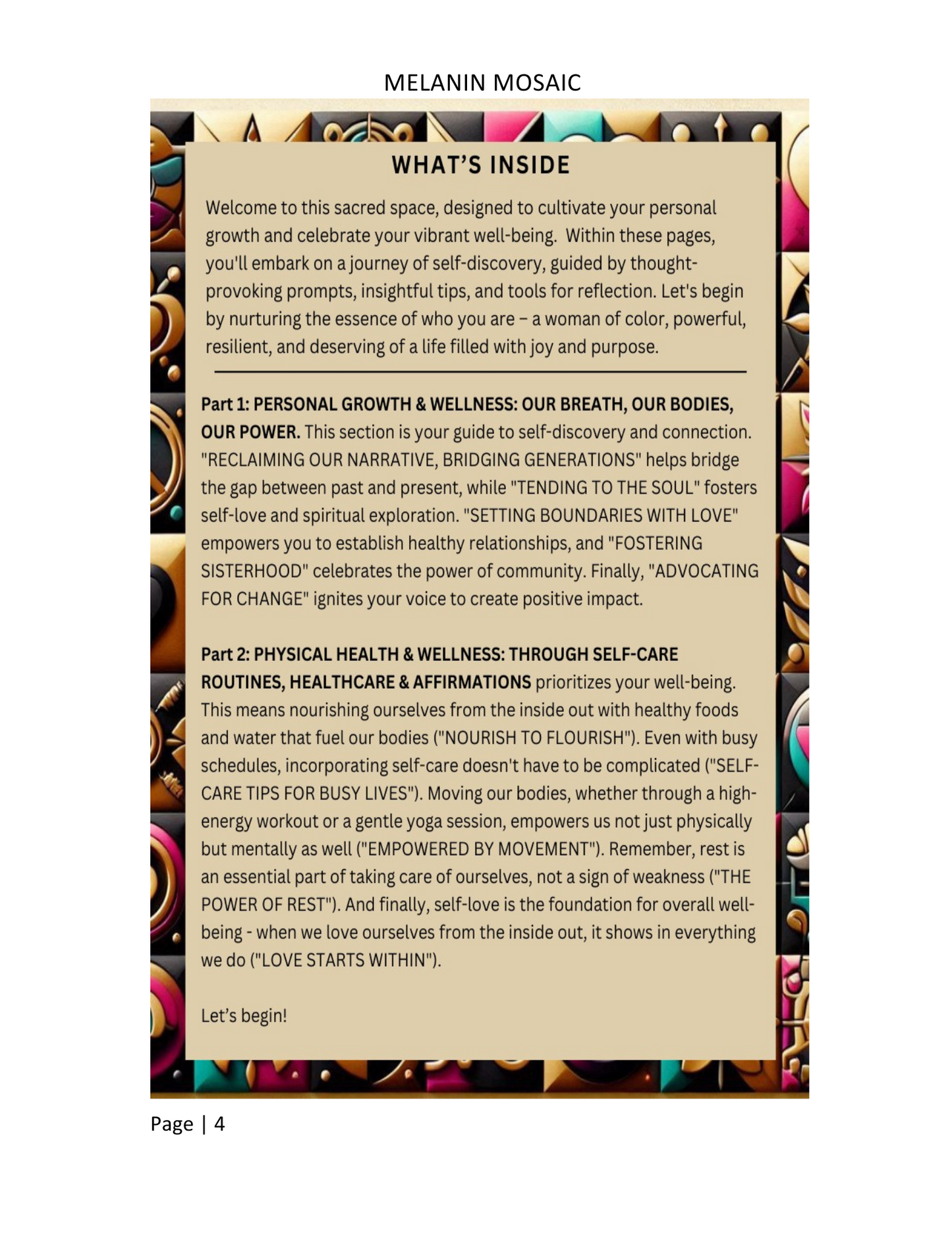 Melanin Mosaic: A Journey of Wellness for Women of Color (2nd Ed.) Personal Growth & Physical Wellness