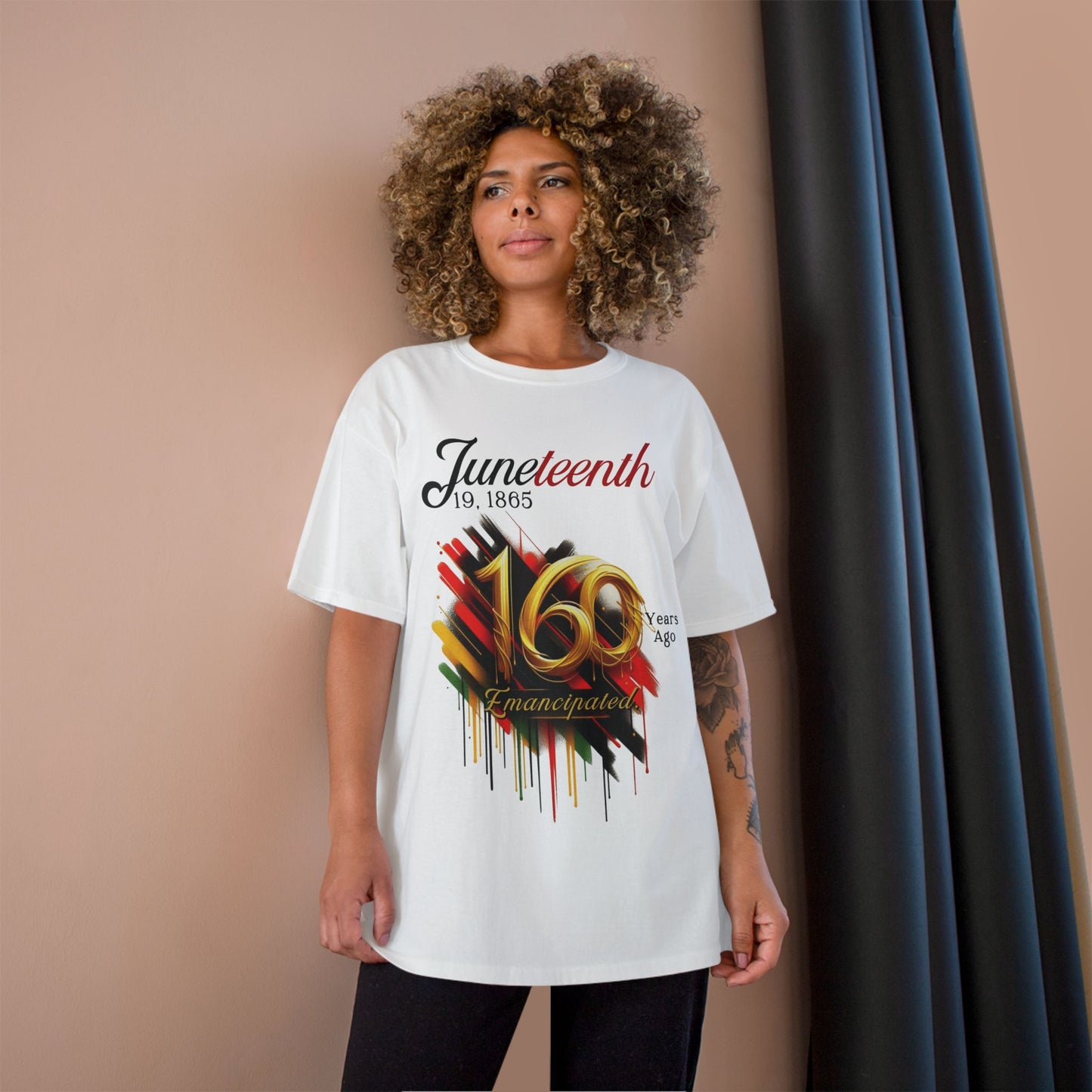 Juneteenth Champion T-Shirt - 160 Years Ago Emancipated Celebration Tee