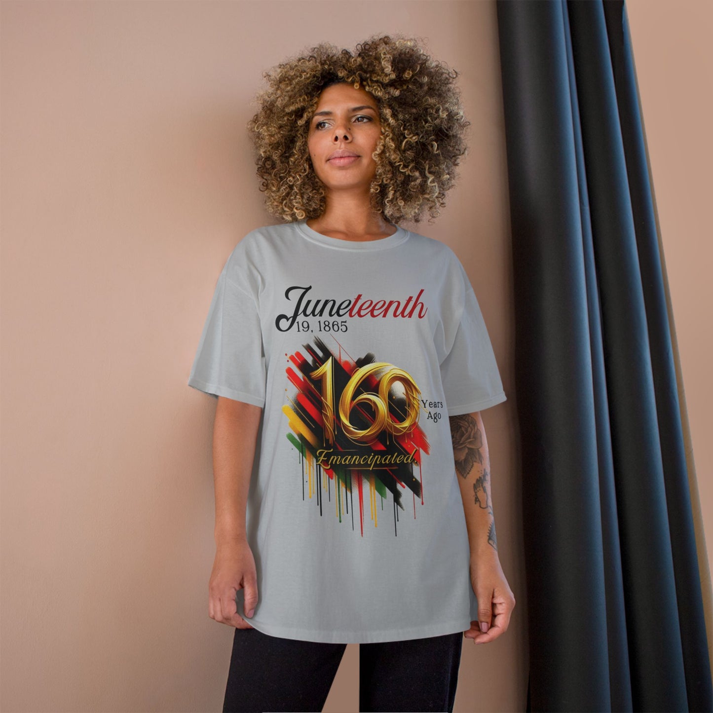 Juneteenth Champion T-Shirt - 160 Years Ago Emancipated Celebration Tee