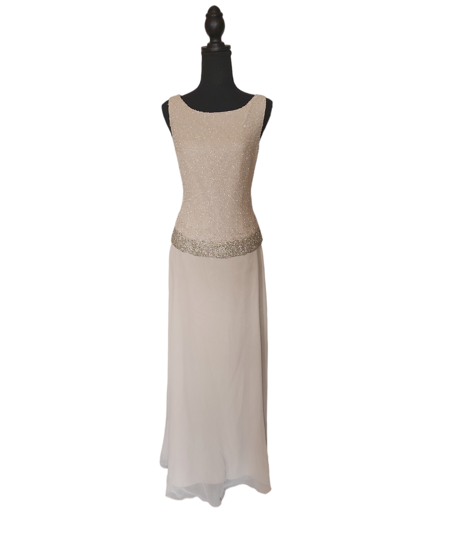 (NWT) JKARA New York - Formal Champagne Sequin Beaded Top Dress