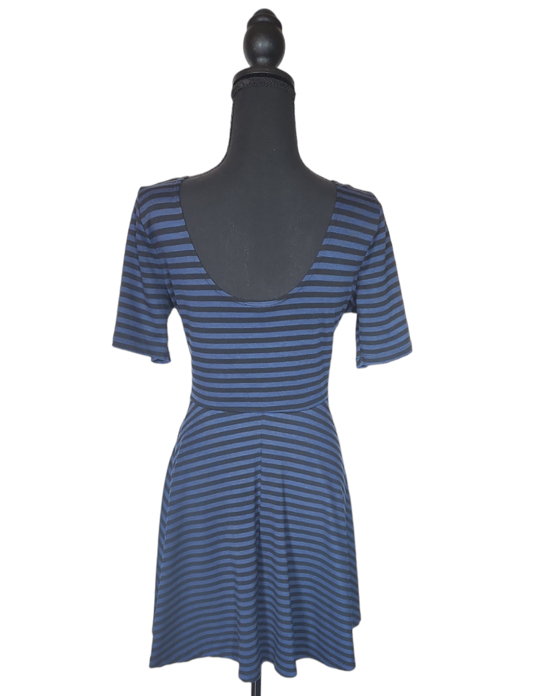 Bar III - Blue and Black Stripe Flare Dress