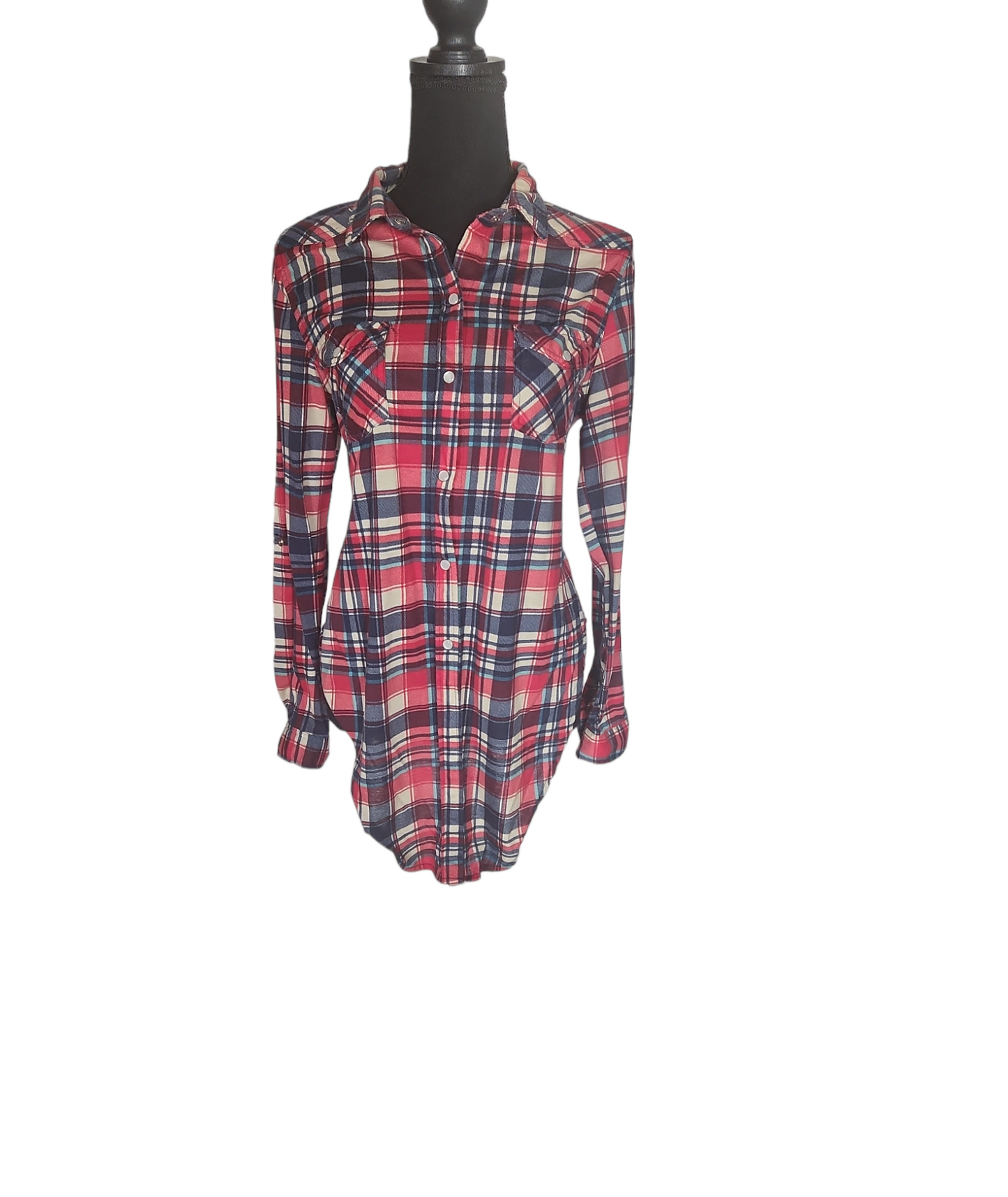 Passport - Tie Knot Red Beige and Blue Plaid Shirt