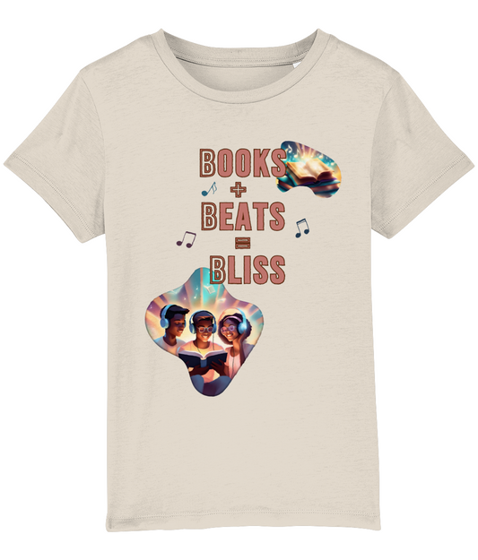 Organic Cotton Kids T-Shirt - Book+Beats=Bliss