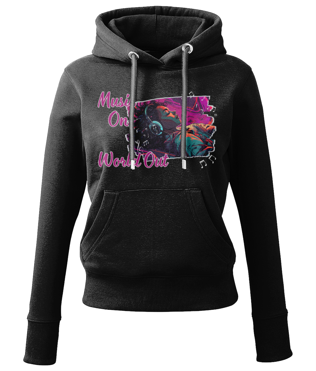 Eco-Friendly Women's Hoodie - Music On, World Out