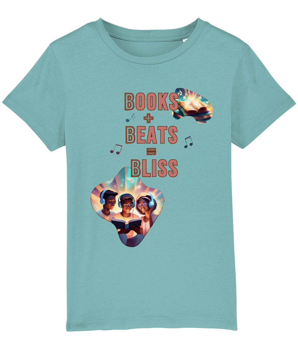 Organic Cotton Kids T-Shirt - Book+Beats=Bliss