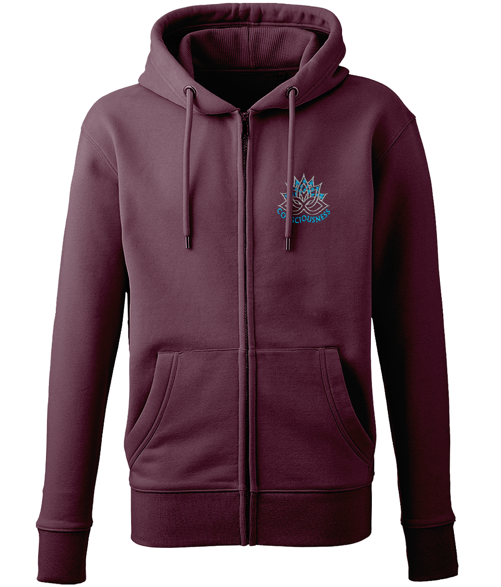 Eco-Friendly Unisex Full-Zip Hoodie - Consciousness (Embroidered)