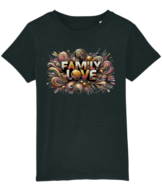 Organic Cotton Kids T-Shirt -  Family Love (black)