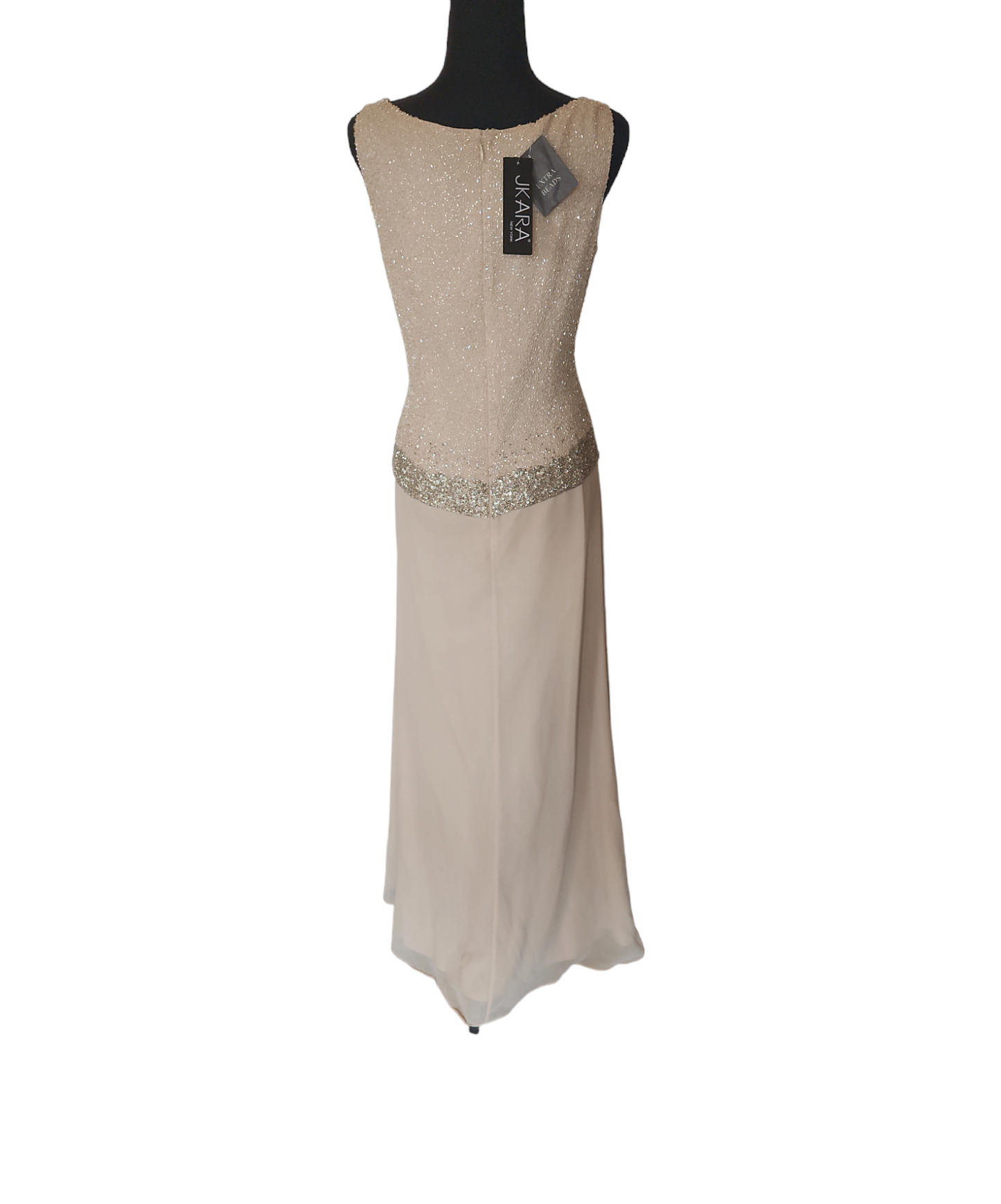 (NWT) JKARA New York - Formal Champagne Sequin Beaded Top Dress
