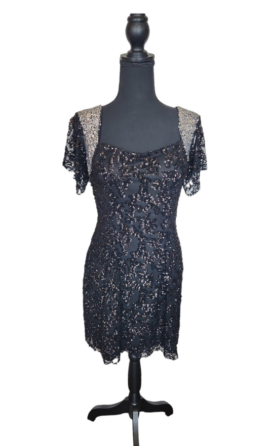 (NWT) Scala - Black and Silver Sequin Dress