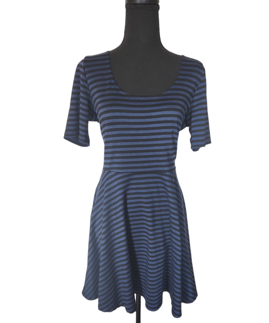 Bar III - Blue and Black Stripe Flare Dress