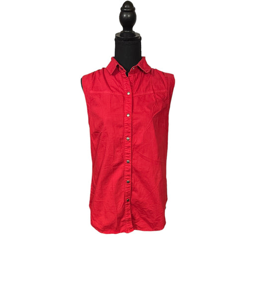 Jessica Simpson - Red Button Down Sleeveless Shirt
