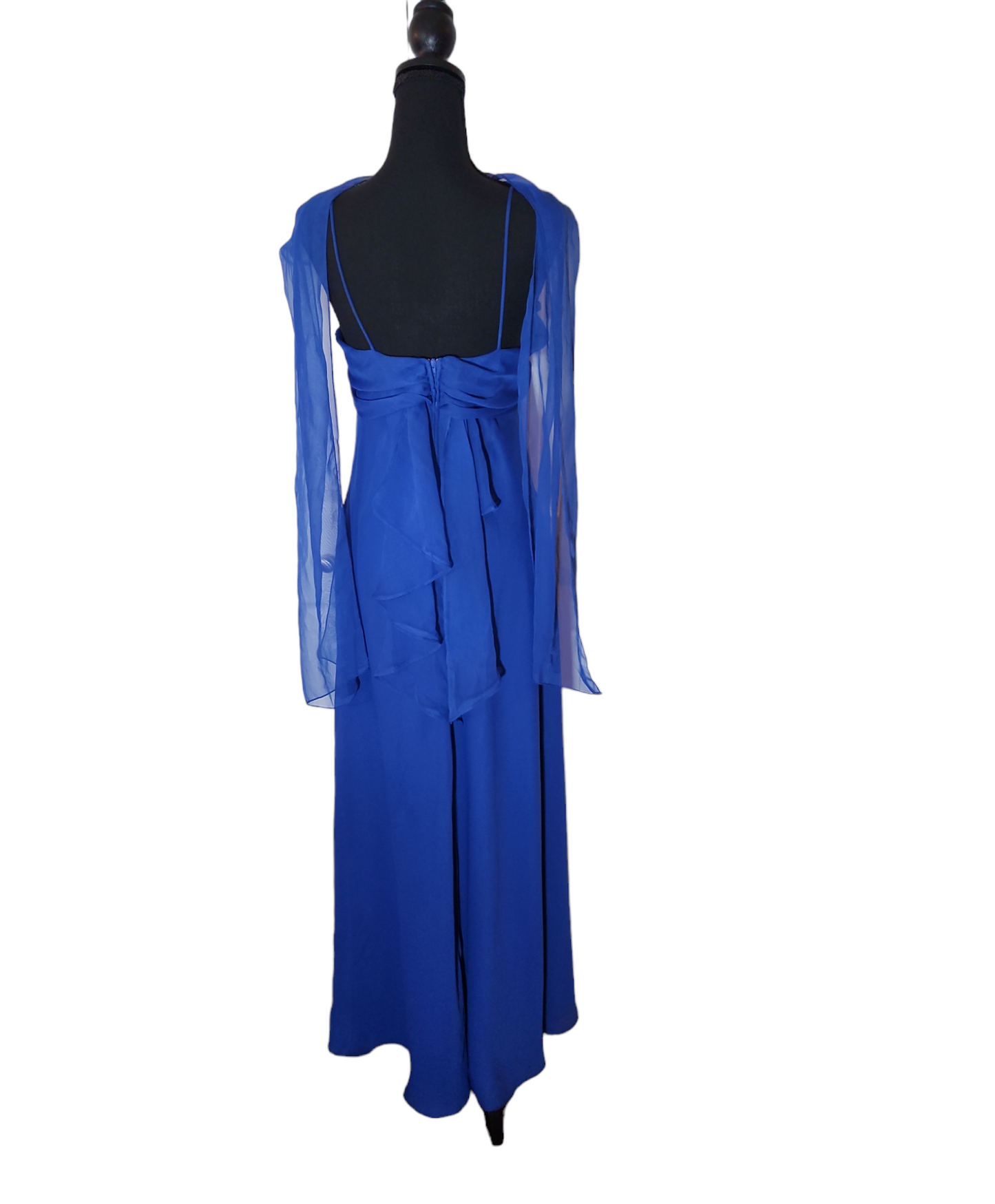 Fiesta - Royal Blue Formal Draped Dress w/ Scarf