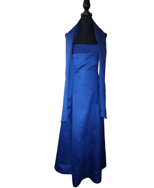 Night Way Collections - Royal Blue Flare Dress w/ Scarf