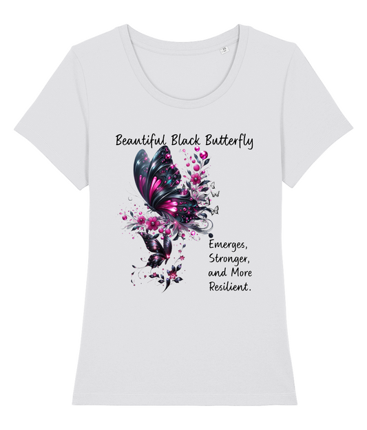 Organic Cotton Mid-Light T-Shirt - Beautiful Black Butterfly