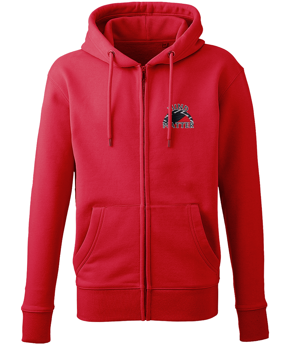 Eco-Friendly Unisex Full-Zip Hoodie - Mind over Matter (Embroidered)