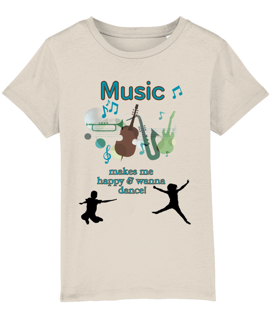 Organic Cotton Kids T-Shirt - Music makes me happy